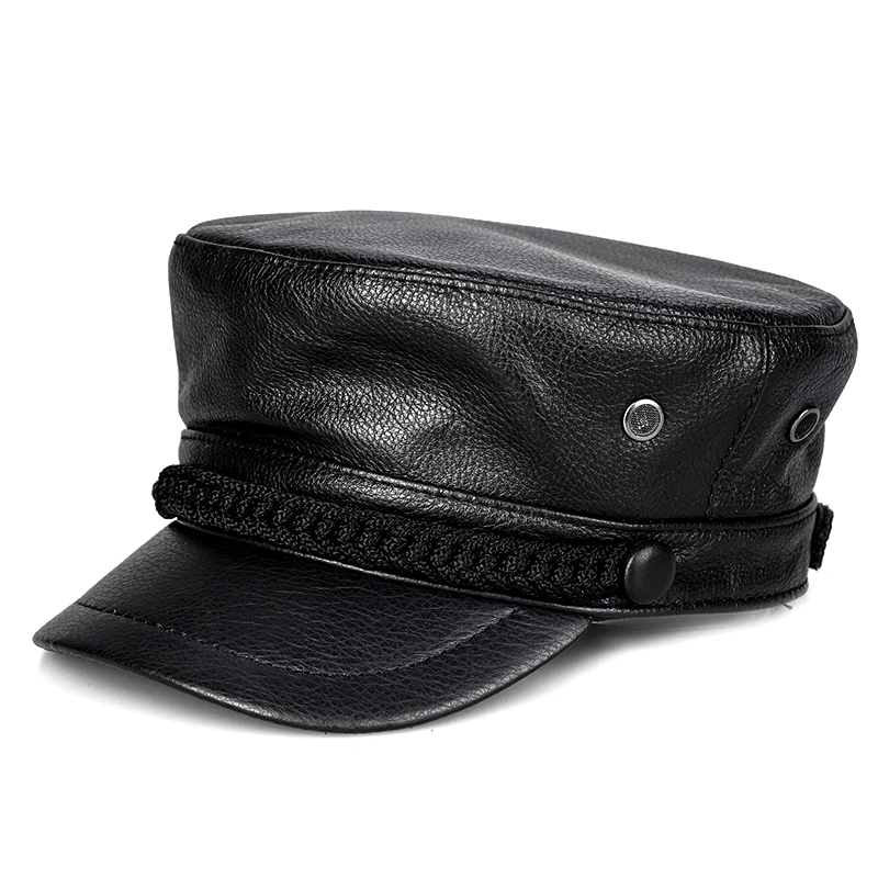 Женская короткая шляпа из натуральной кожи Черная | Аксессуары для одежды