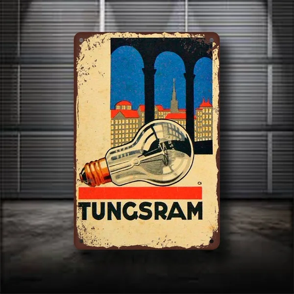 

Tungsram Light bulb Ad Artdecor Metal Wall Sign Bar Sign Metal Sign Vintage 7.87 * 11.81 In