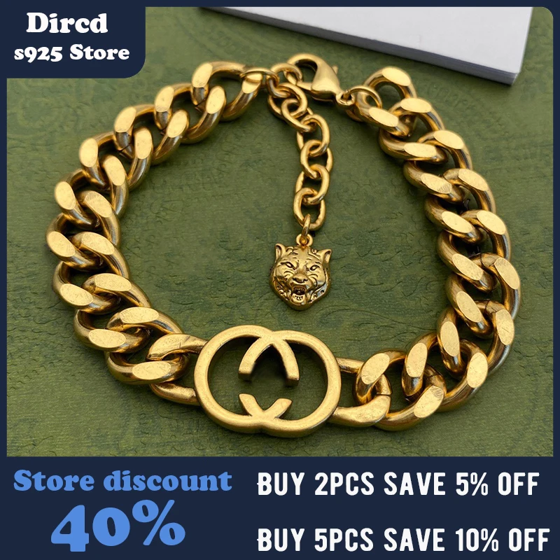 

Браслет из серебра 2021 пробы с головой тигра и буквой Gg