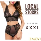 Комплект женского кружевного нижнего белья, однотонный прозрачный кружевной бюстгальтер с завышенной талией, S-5XL с бралеттом, 2 шт.компл., размера плюс