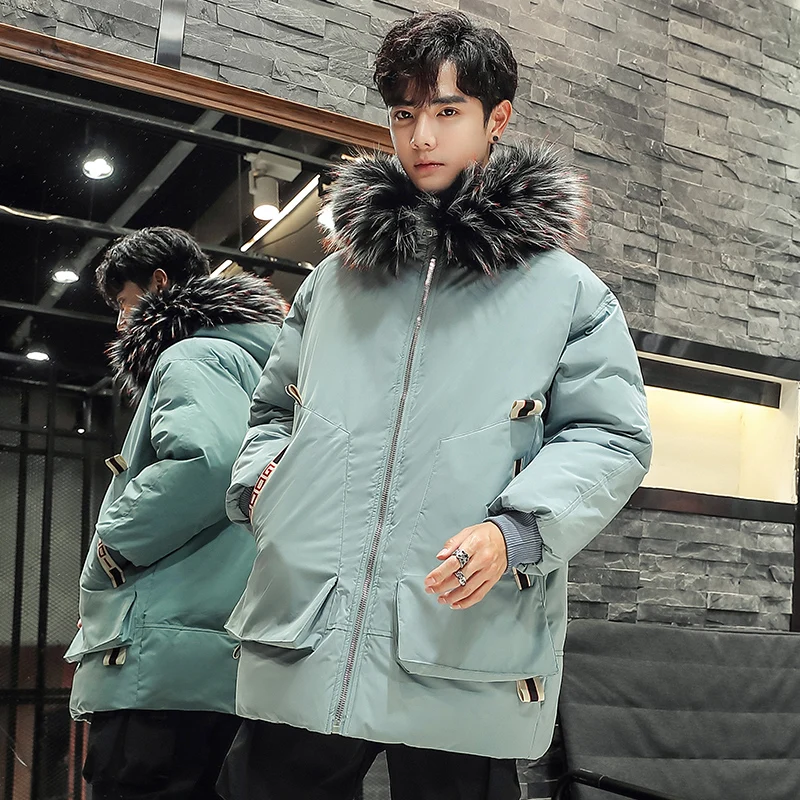 Brand Winter Warm Jacket Male Thick Fur Collar Thermal Parkas Hooded Coat Long Windproof Outerwear High Quality New Men Clothing