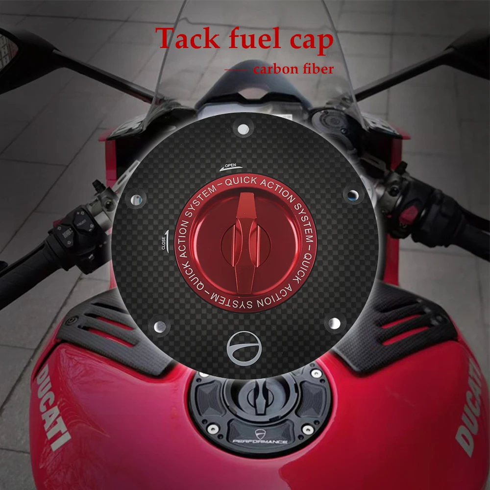 

Carbon Fiber Motorcycle Accessories Quick Release Key Fuel Tank Gas Oil Cap Cover for DUCATI SUPERLEGGERA 2017-2020