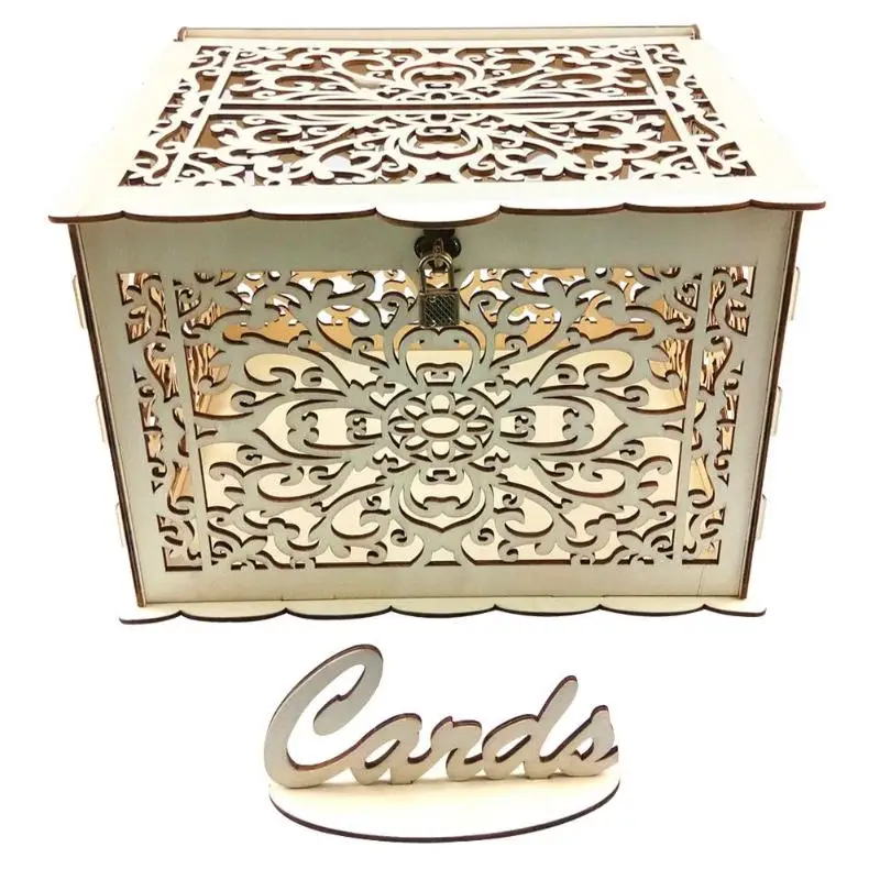 DIY Деревянные свадебные карточки коробка для хранения пригласительных букв