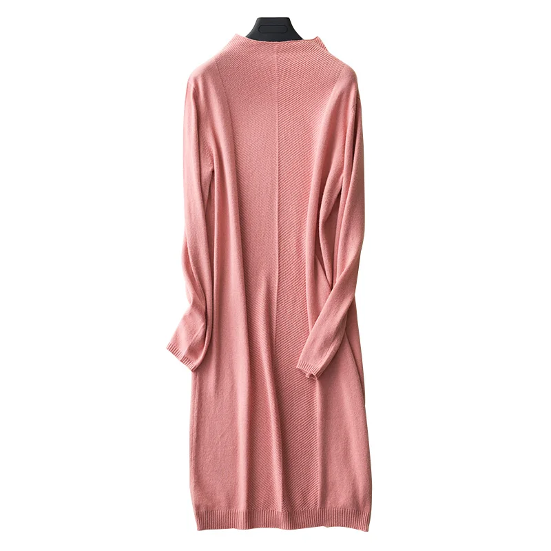 Высококачественное мягкое кашемировое платье с высоким воротником на осень и