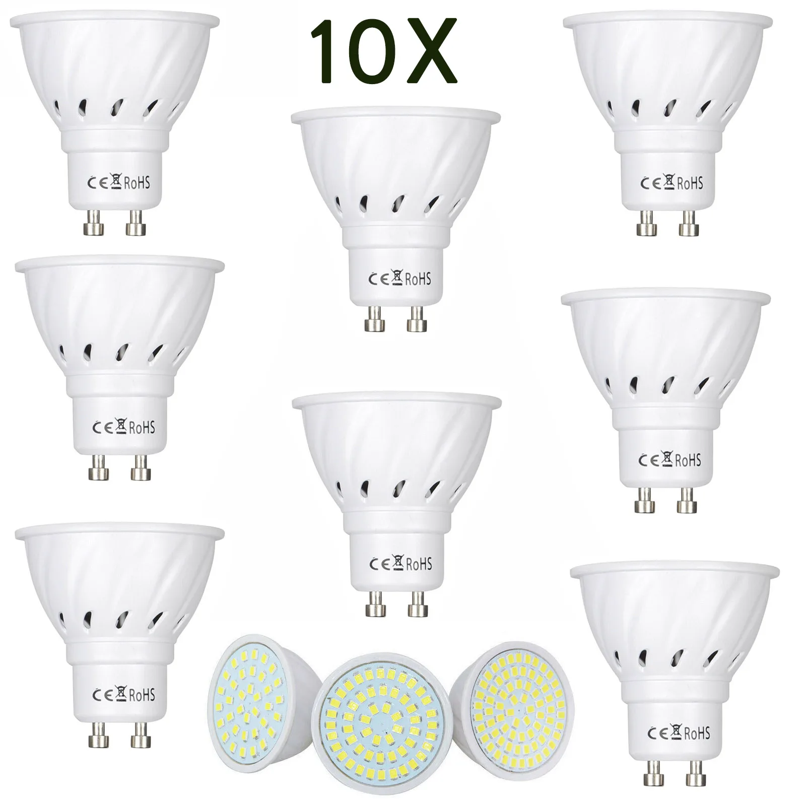 10x GU10 LED Spotlight Bulbs 110V 220V 2835 SMD 4W 6W 8W 36 54 72LEDs Cold Warm Neutral White GU 10 Lamp 12V 24V For Home Decor