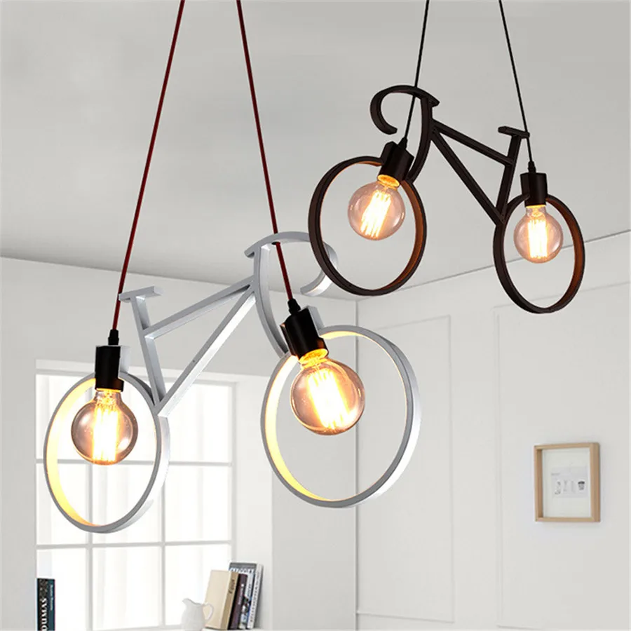 

Thrisdar Retro Bicycle Pendant Light E27 Restaurant Bar Creative Iron Pendant Lamp Foyer Coffee House Dining Hall Hanging Light