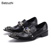 batzuzhi handmade formal genuine leather dress shoes men iron head black formal business shoes men leather zapatos hombre