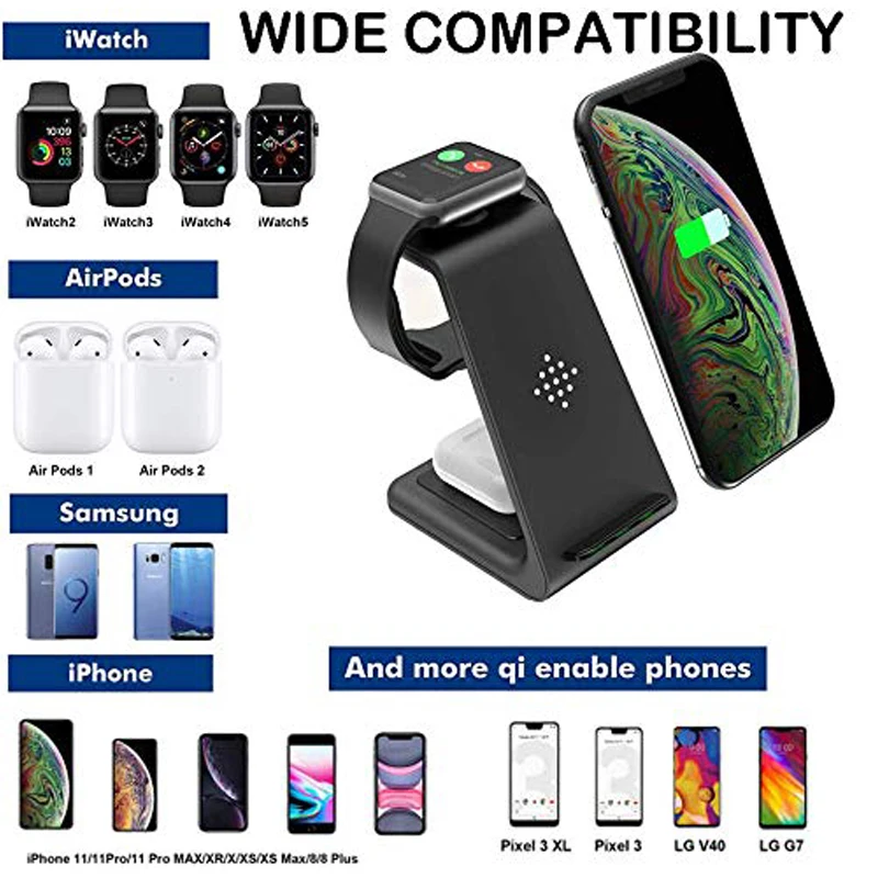 

for Apple Watch 6/5/4/3/2/1 44mm 40mm 42mm 38mm Iphone Airpods Pro 10W Fast Charging stand