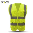 Жилет безопасности SFvest, желтый светоотражающий жилет с карманом, рабочая одежда