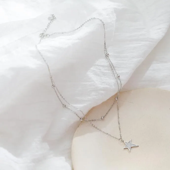 Женское Двухслойное ожерелье-чокер из стерлингового серебра 925 пробы с кулоном в