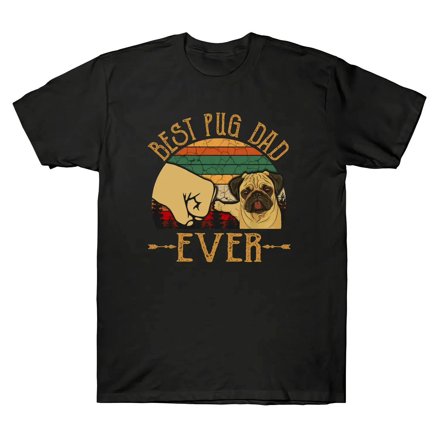 

Best Pug Dad Ever Funny Dog Lover Bump Fit Vintage Retro Sunset Men T-Shirt Tee Hip Hop Punk T shirt Ulzzang Gothic Top Women