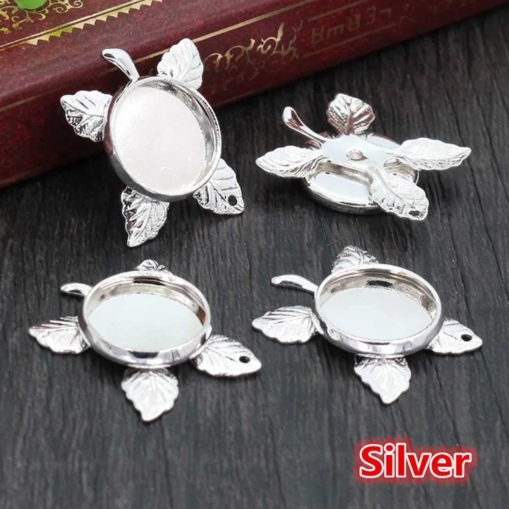 10 шт 12 мм Внутренний размер 4 цвета покрытый латунный материал лист стиль кабошон