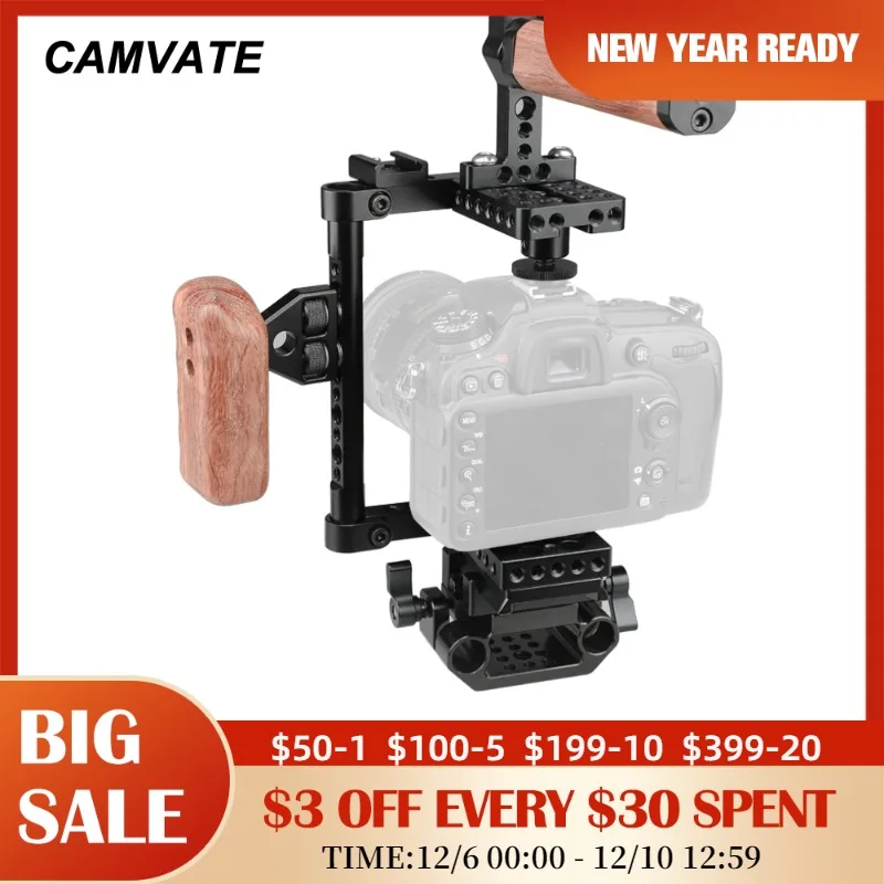 

CAMVATE Camera Cage Rig For Canon 60D,70D,80D,90D/5DS,5DSR,6D,7D,Nikon D7000,D7100,D7200,DF,Sony a58,A99,a7,a7II,GH5/GH4/GH3/GH2