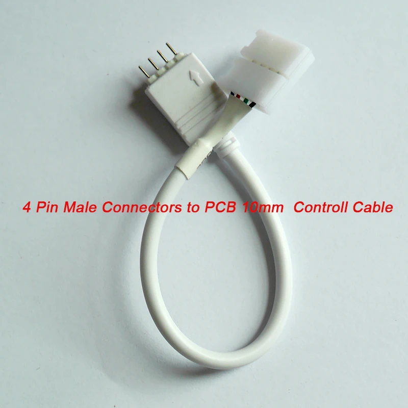 

Free shipping 10pcs 4 Pin Male Connector Cable to 10mm 4PIN PCB Control Cable for Flexible 5050 RGB LED Strip lighttape