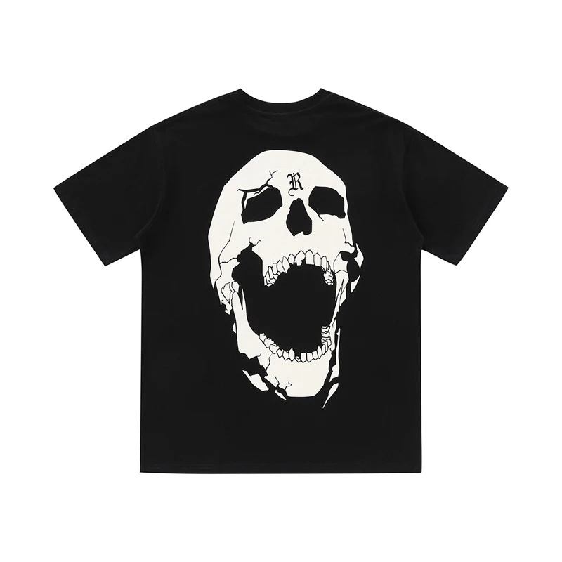 

Новинка лета 2021, уличная футболка в японском стиле Харадзюку с принтом скелета, уличная мода, мужская и женская футболка с коротким рукавом