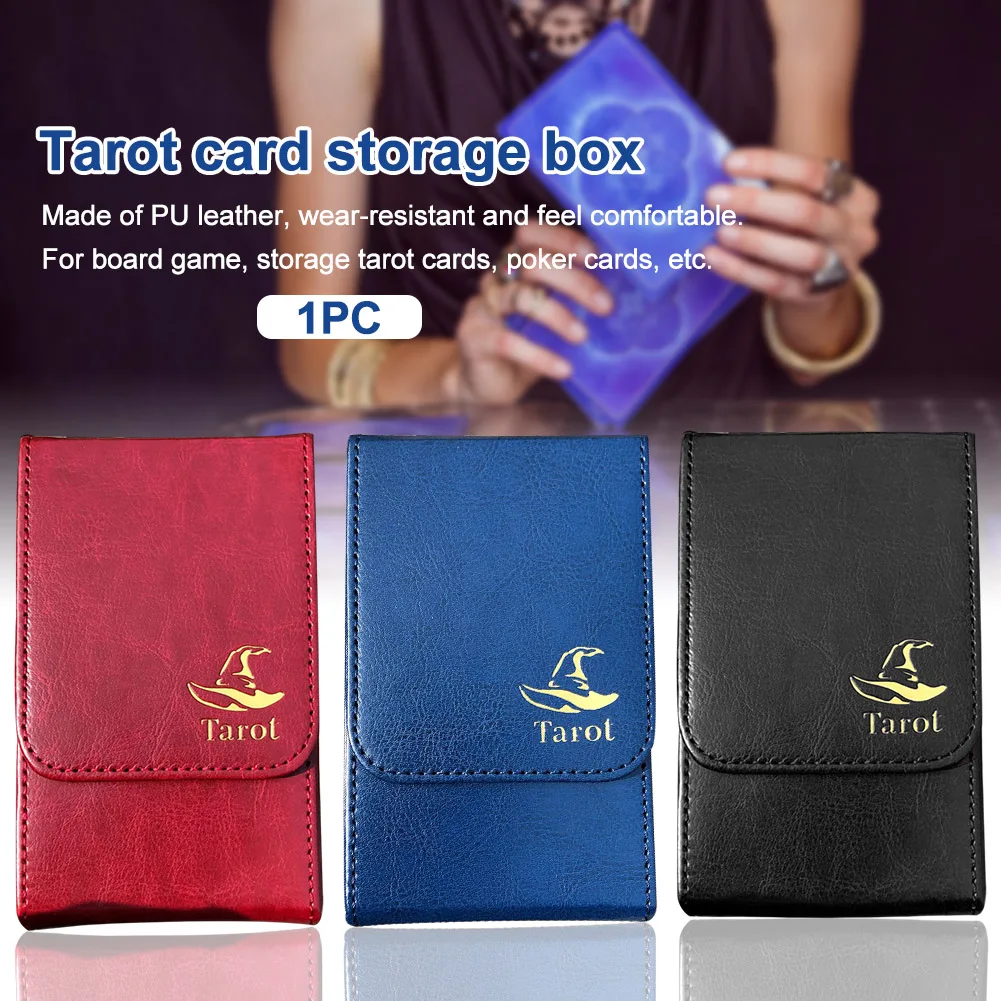 

Dustproof Anti Scratch Case Travel Board Game Portable PU Leather Holder Tarot Card Box Double Layer Deck Poker Accessories