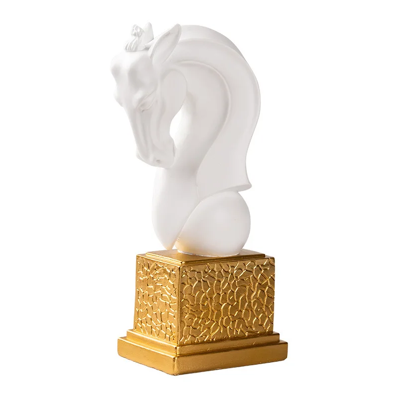 

Figurines Horse Head Statue Resin Sculpture Nordic Home Decor Animal Figure Home Decoration Office Study Desktop Art Ornaments