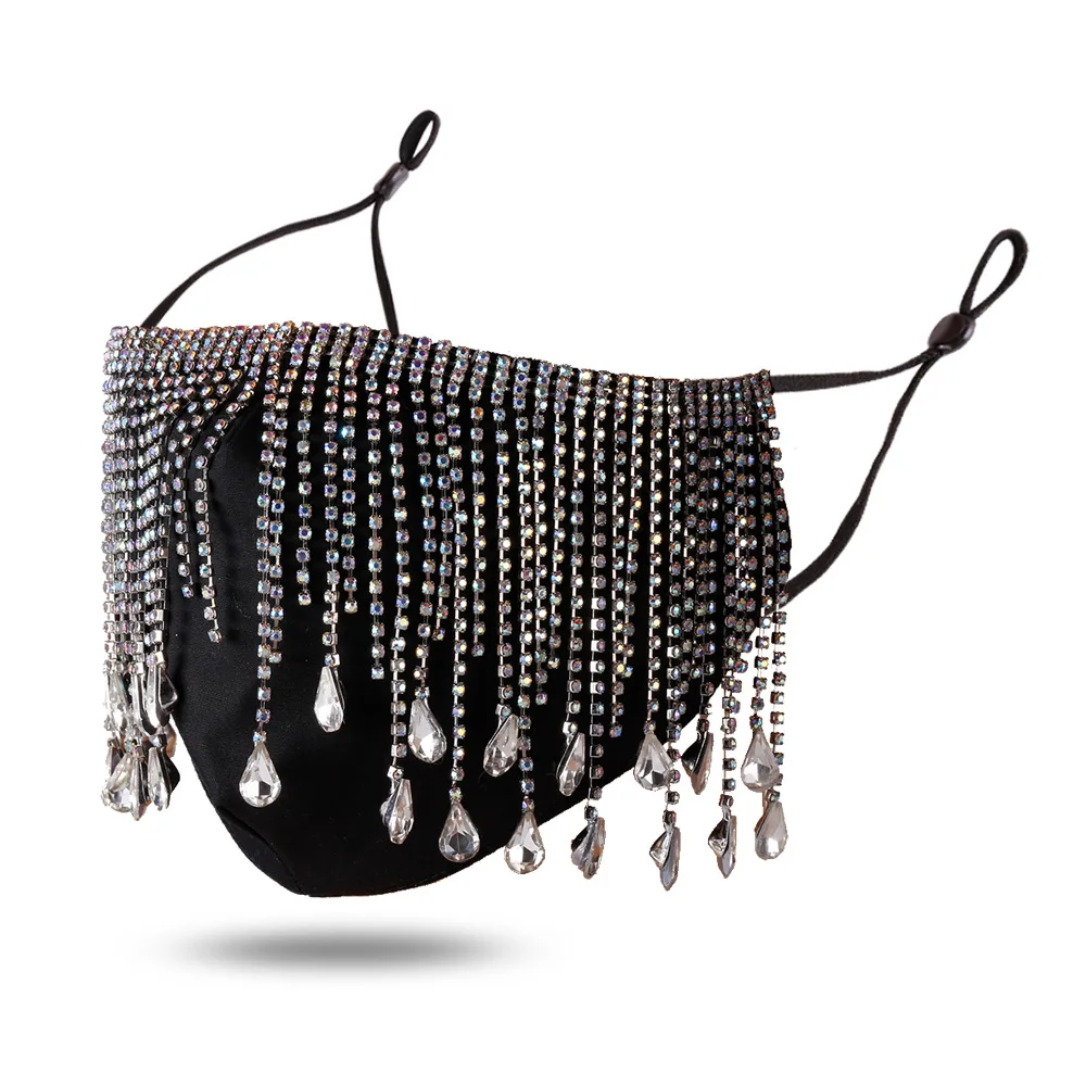 

Fashion Jewelry Bling Bling Masksequins New Fashion Personality Flash Jewelry Rhinestone Tassel Pendant Tassel Mask