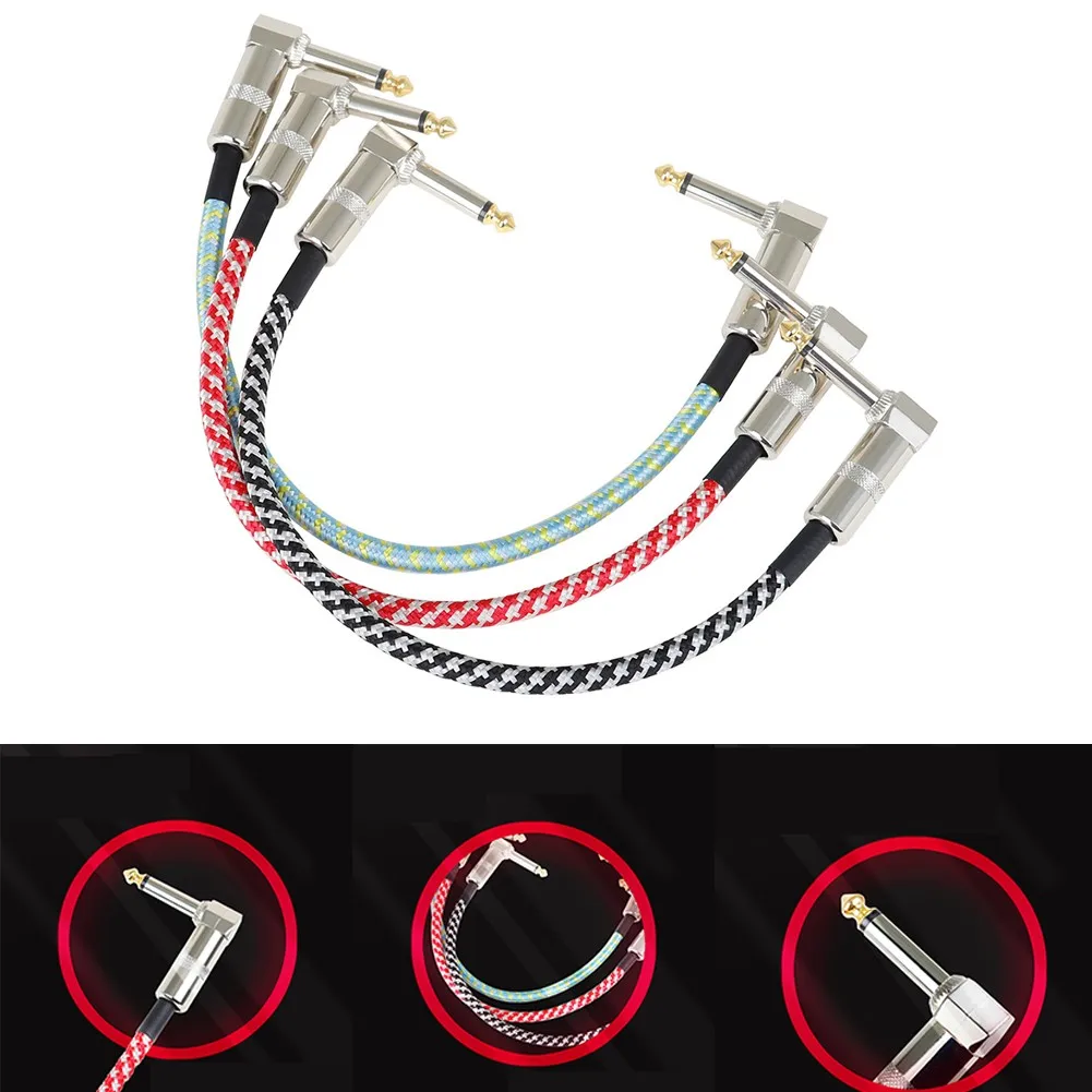 

3PCS Guitar Patch Cables Right Angle 30CM 1/4 Instrument Cord Wire Line For Guitar Effect Pedals Amplifier Musical Accessories