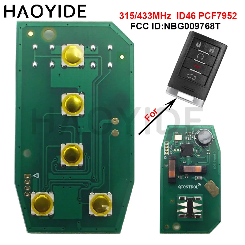 5 кнопок 315 МГц 433 МГц пульт дистанционного управления автомобилей плата цепи для Cadillac SRX XTS ATS 2010 2011 2012 2015 NBG009768T