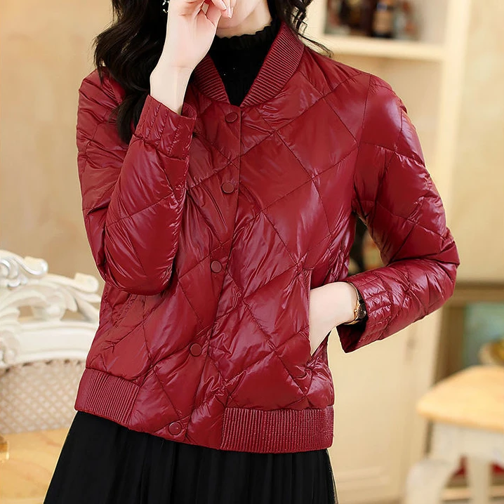 jacket women fall/winter 2021 new wine red light and short baseball down jacket jacket women  winter coats