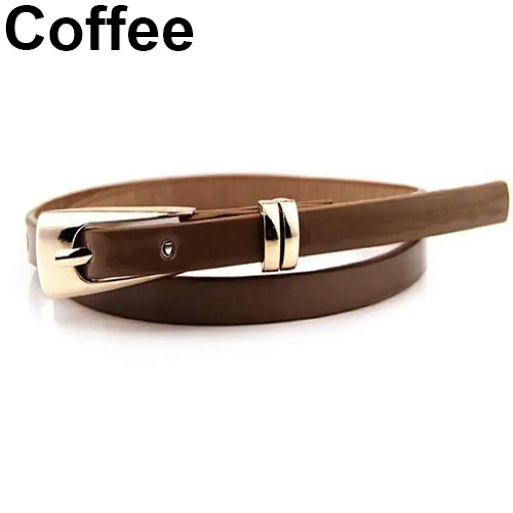 

1PCS Women's Fashion Candy Color Solid Color Faux Leather Buckle Skinny Belt Thin Waistband Sash Apparel Accessories
