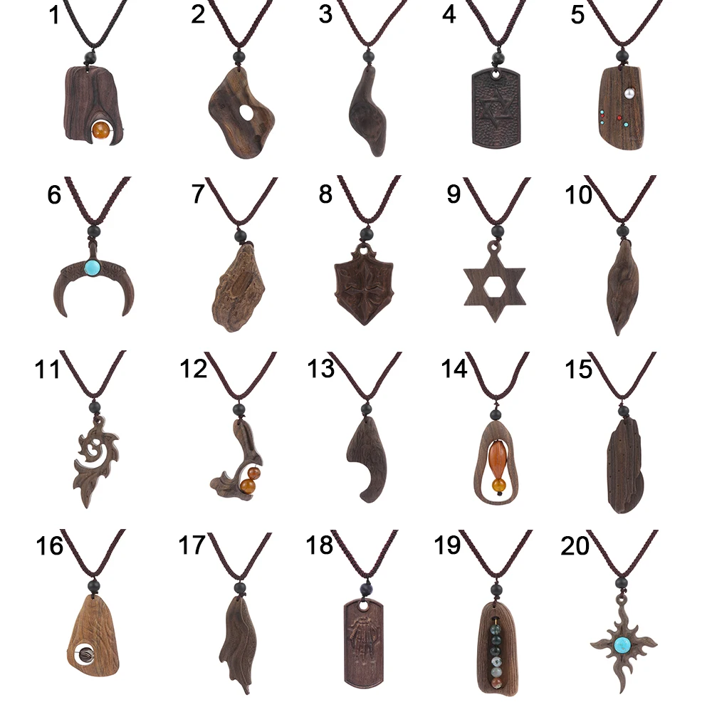 Модное ожерелье из сандалового дерева с подвеской натурального камня в