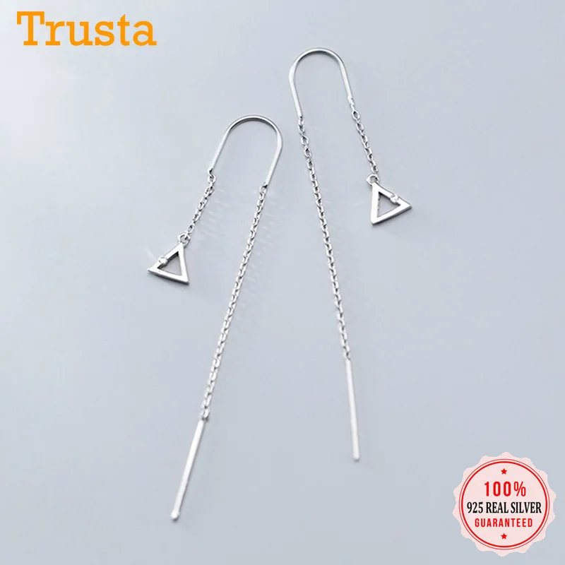Trustdavis модные подлинные 925 стерлингового серебра милые полые треугольные