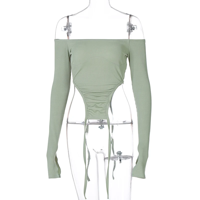 2021 Мода весна осень женский топ футболка с длинным рукавом сексуальные трендовые