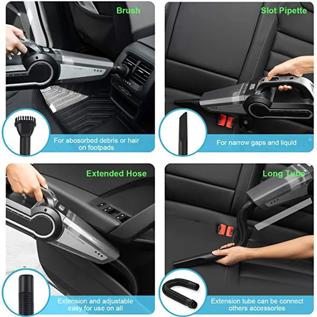 

120W 12V 4-in-1 Car Vacuum Cleaner Air Pump Portable Car Air Pump High-power Dual Use Car Auto Inflatable Pump Air Compressor