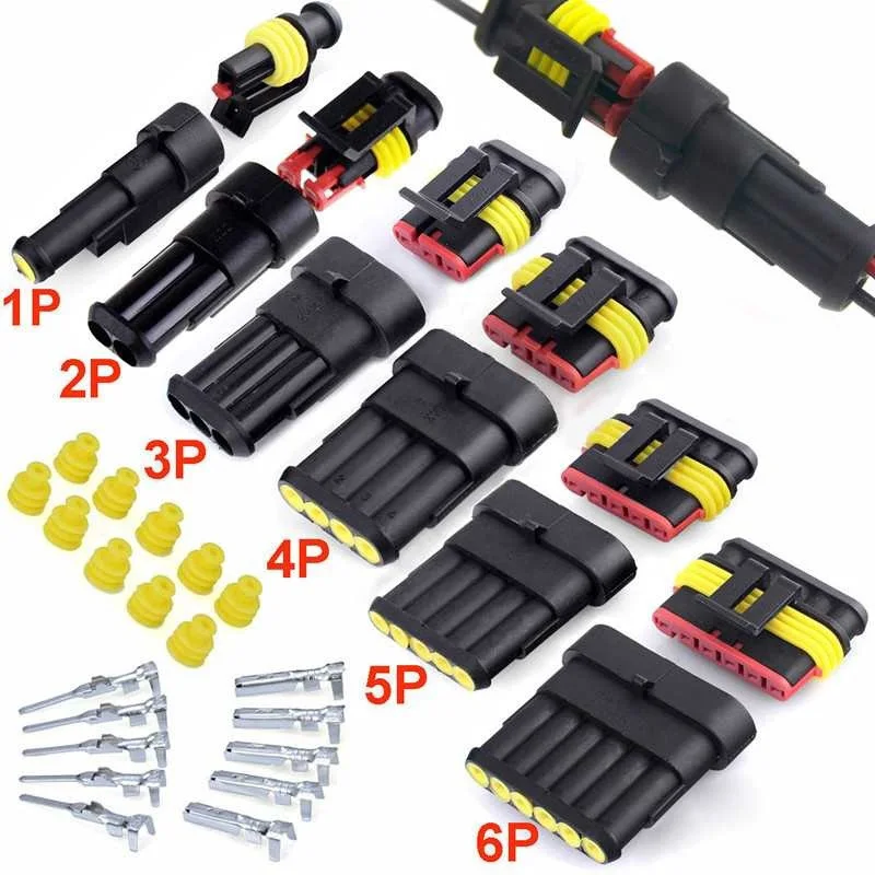 

708PCS 1-6Pins HID Waterproof Connectors 43 Sets Car Marine Seal Electrical Wire Connector Plug Truck Harness 300V 12A