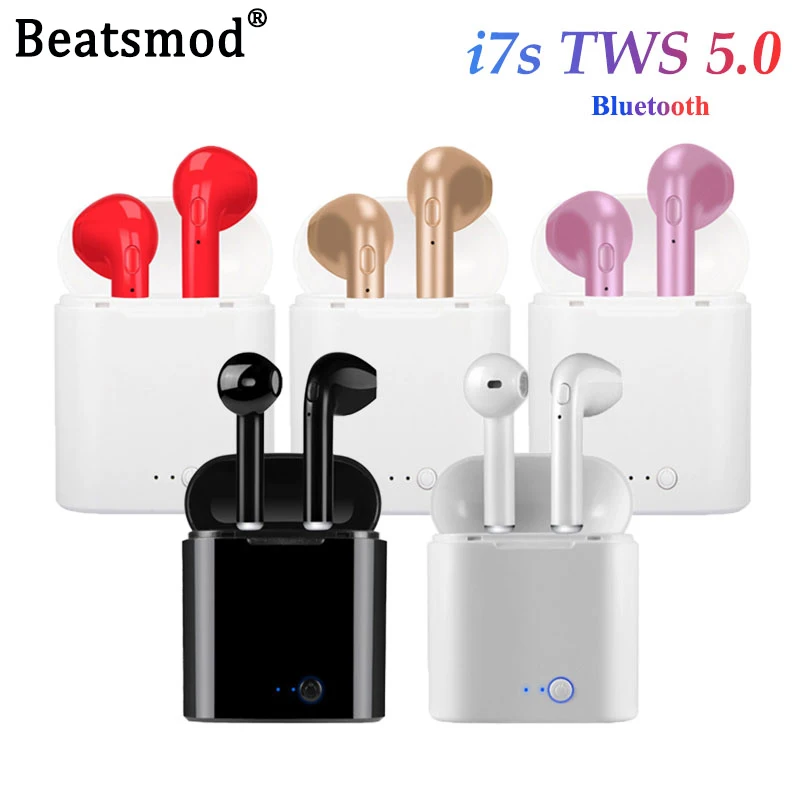 Bluetooth наушники с выдвижным корпусом беспроводные I7 I7s TWS спортивные вкладыши