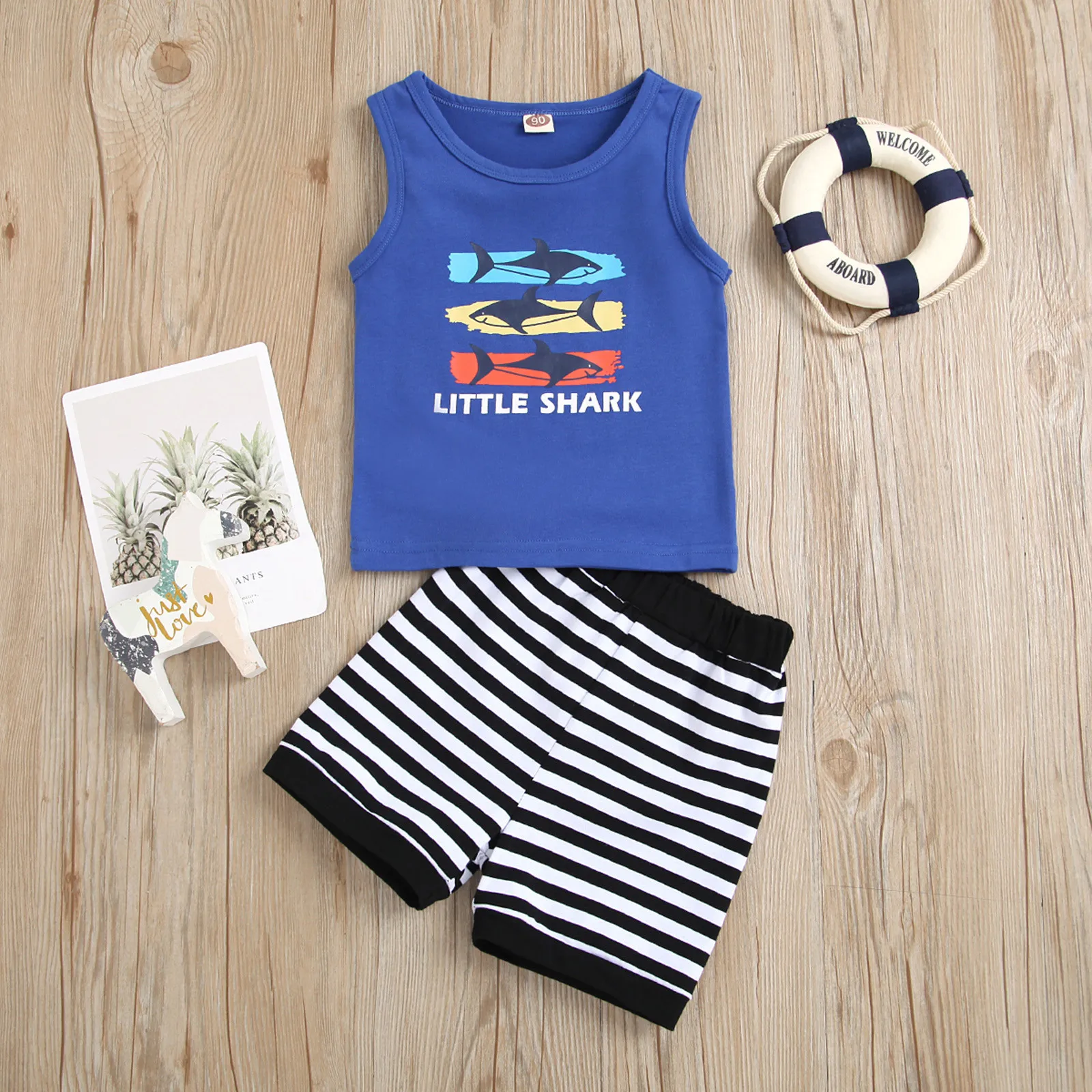 

Clothing Sets Toddler Kids Clothes Baby Boys Suspender Cartoon Letter Tank Top+Stripe Shorts Outfit Set Baby Boys Clothes Sets