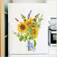 1pcs new painted sunflower flower arrangement refrigerator wall stickers for door bedroom home cabinet wall decoration removable