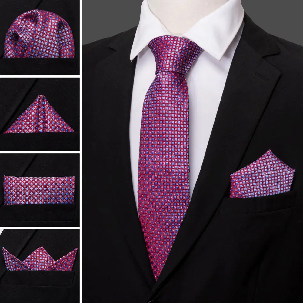 

Barry.Wang Fahsion Designer Purple Novelty Men 100% Silk Ties Gravat Hanky Gifts Set Ties For Men Wedding Groom Neckties LS-5172