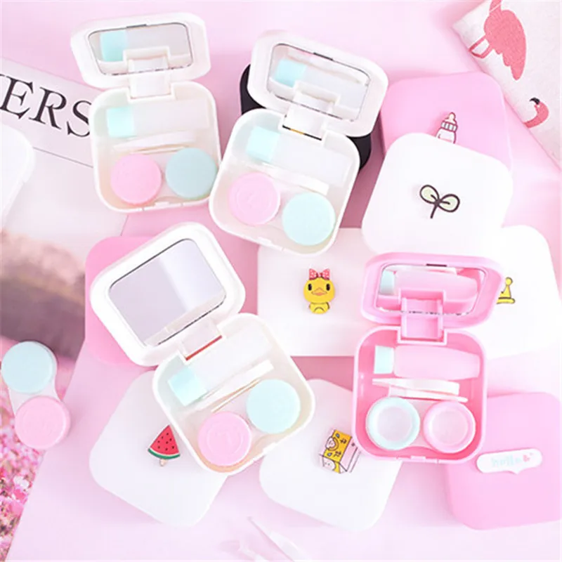 1 шт. Милая коробка для контактных линз с героями мультфильмов сердечками девочек