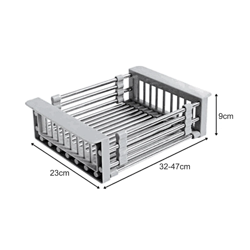 Телескопическая корзина для слива из нержавеющей стали полка раковины посуды