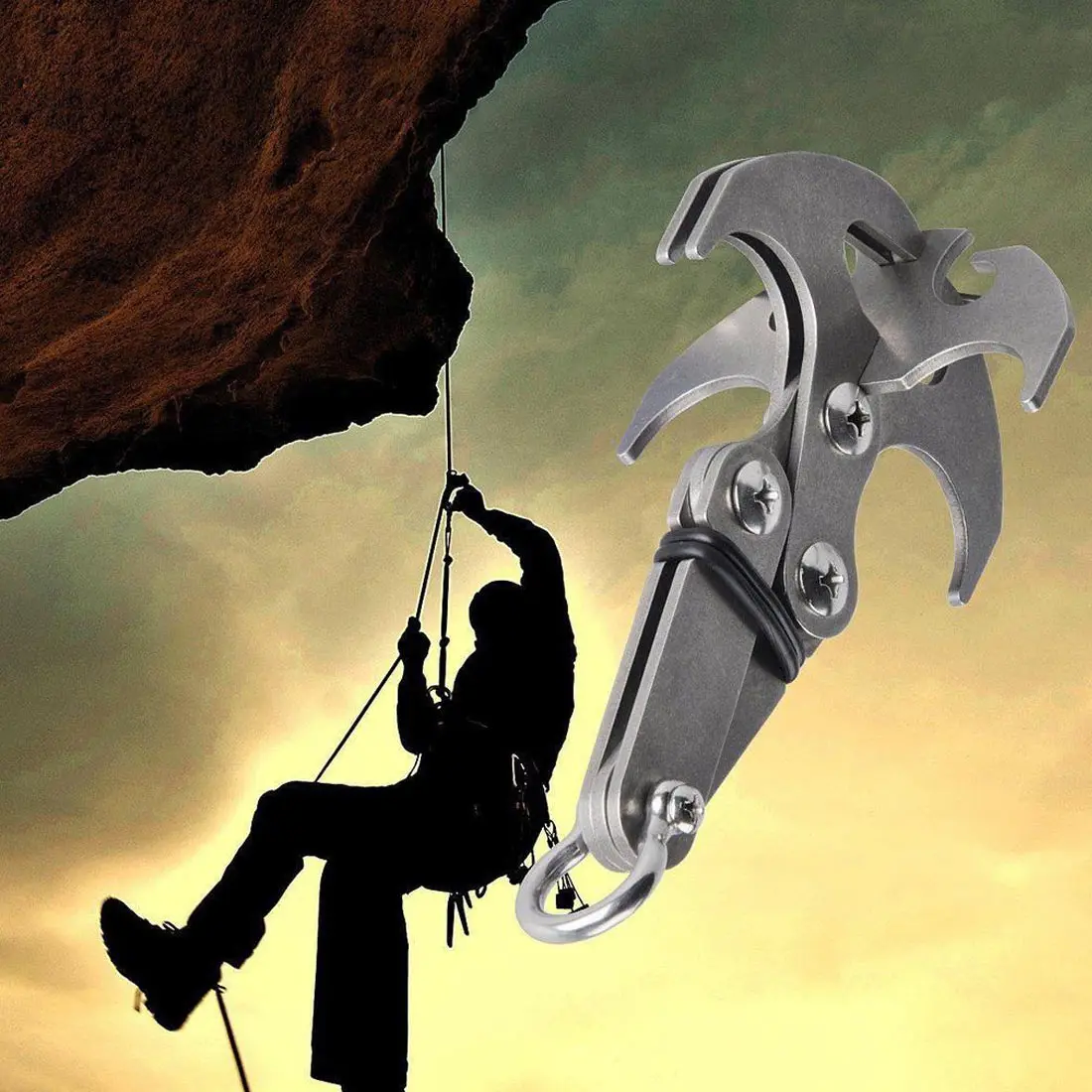 

Stainless Steel Survival Folding Grappling Hook Multifunctional Outdoor Climbing Claw Carabiner Travel Rescue Tool Climbing Tool