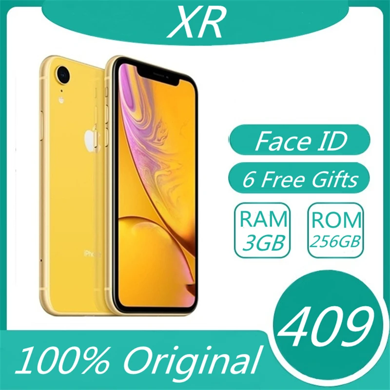 Перейти на Алиэкспресс и купить Мобильный телефон для iPhone XR смартфон с помощью Face ID ЖК-дисплей Liquid Retina 64 Гб/128 ГБ/256 ГБ ROM секундная стрелка для сотового телефона
