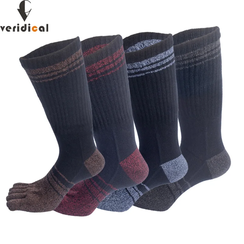 VERIDICAL-calcetines largos de algodón peinado con cinco dedos, calcetín de compresión colorido,...