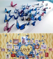 waterproof color butterfly pvc sticker wall decoration paper room ornaments cartoon butterfly decoration sticker 12pcsbag
