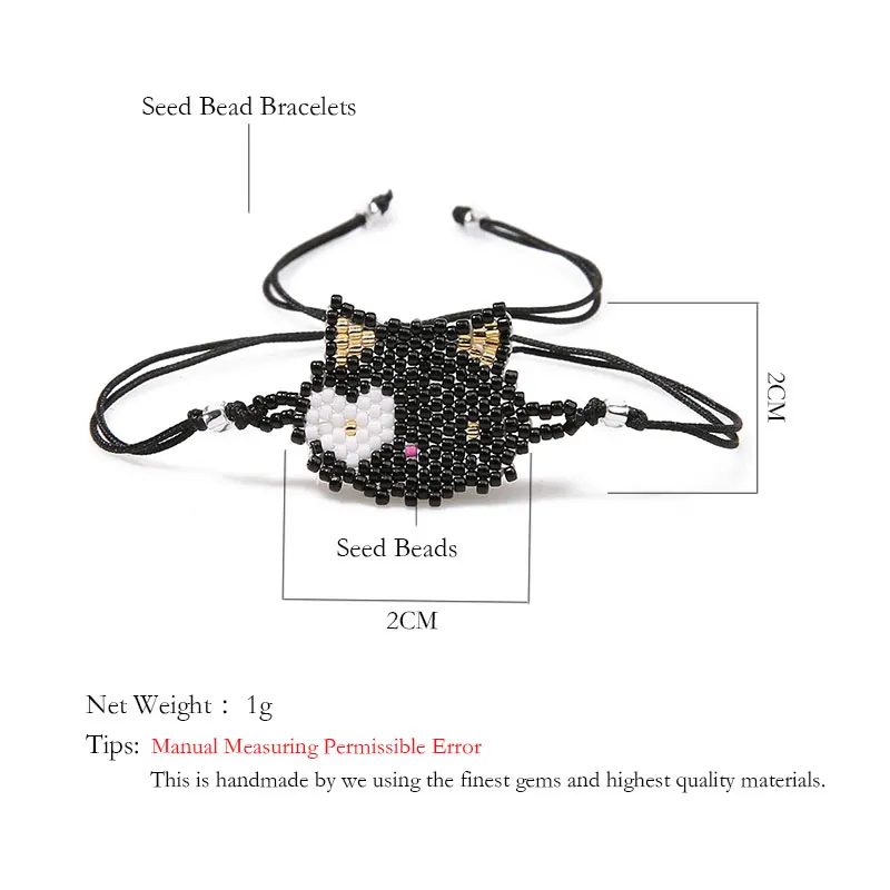 

YAUKIA Children's Cute Animal Bracelet Cat Head Pulsera Children's Fashion Boho Kitten Jewelry Miyuki Girl Bracelet Wholesale