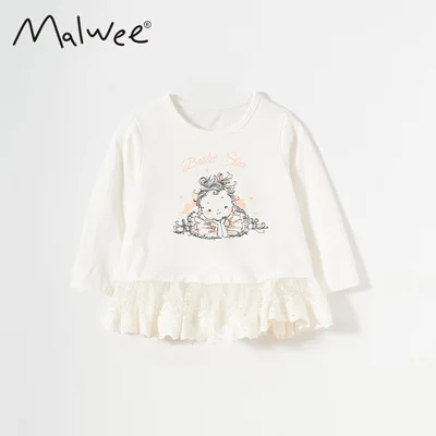 

2021 Spring Autumn New Baby Girl Cartoon Cotton Long-sleeved O-neck T-shirt Toddler Girl Cute Patchwork Top Tees Baby Clothes