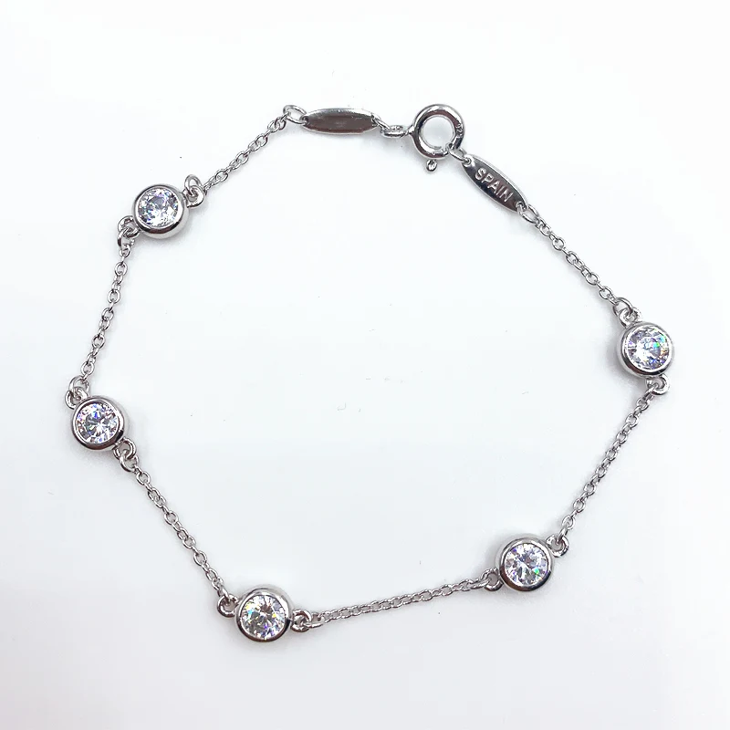 

1: 1 Tiffon 925 Sterling Silver High-End Zircon Inlay Simple Style Bracelet Women Logo Original Hot Sell Jewelry Valentine Gift