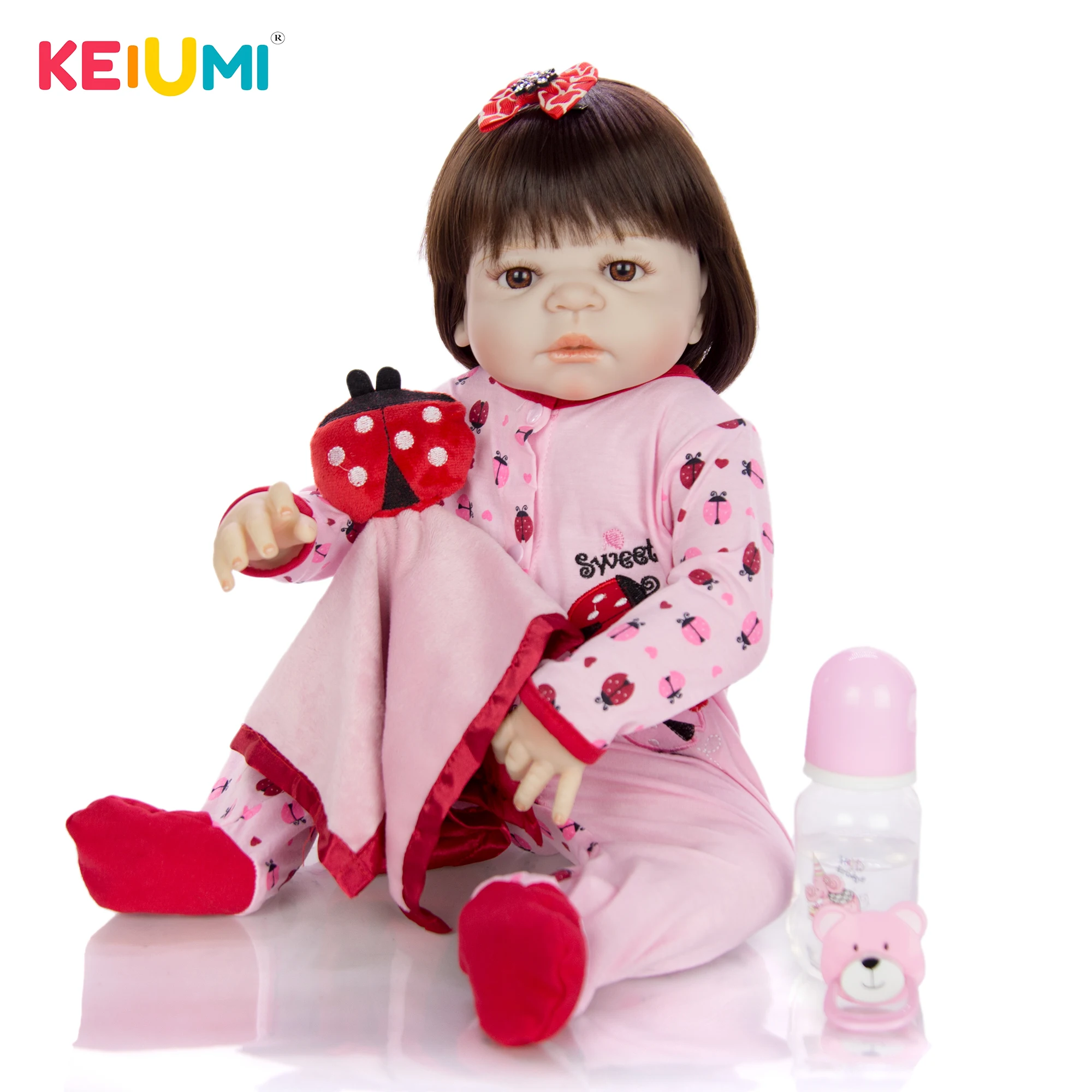 Кукла реборн KEIUMI 23 дюйма силиконовая Реалистичная для детей подарок на Рождество