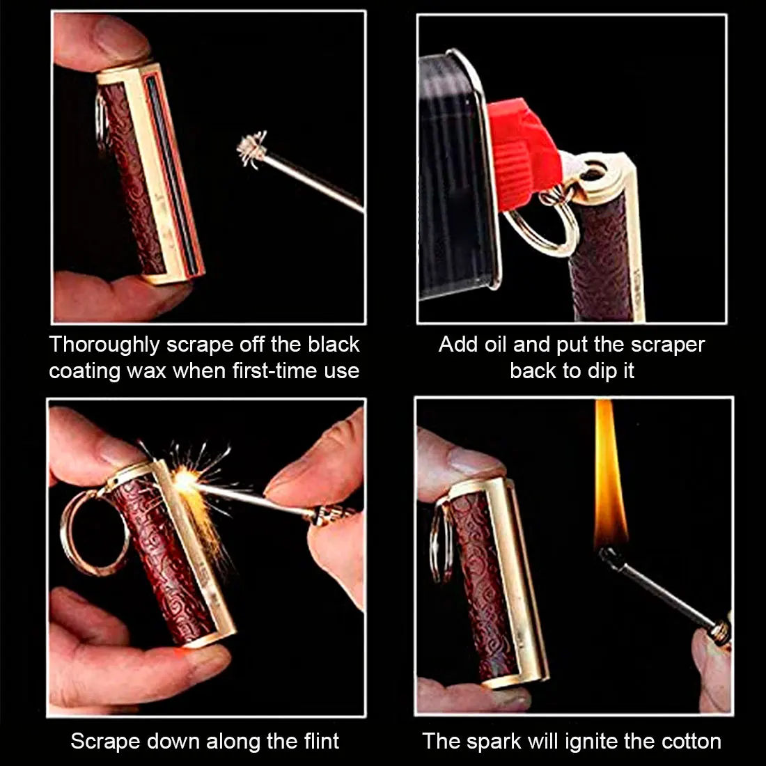 

Free Fire Metal Retro Oil Lighter Refueled Endless Match Kerosene Flame Lighter Survival Emergency Fire Starter Outdoor Survival