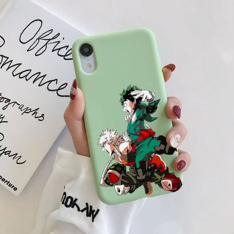 

My hero academia Anime Liquid Silicone Phone Case for iPhone 11 Pro Max XR XS X Soft Candy Cover for iPhone 6 6S 7 8 Plus Cases