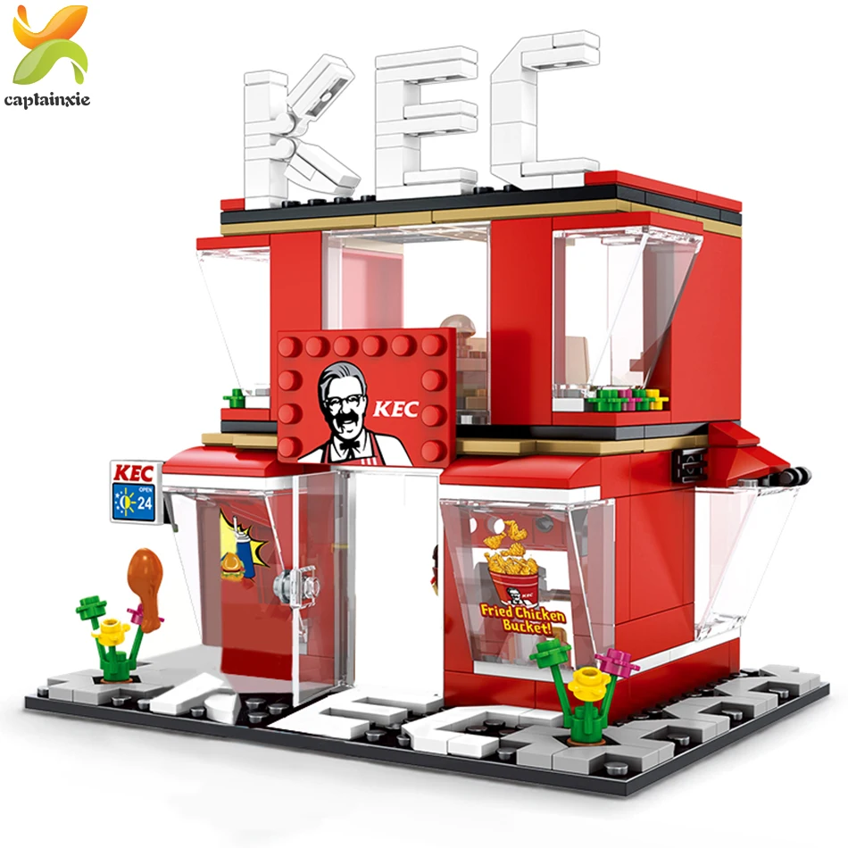 282 + шт фаст фуд жареная курица магазин уличный вид модель строительные блоки