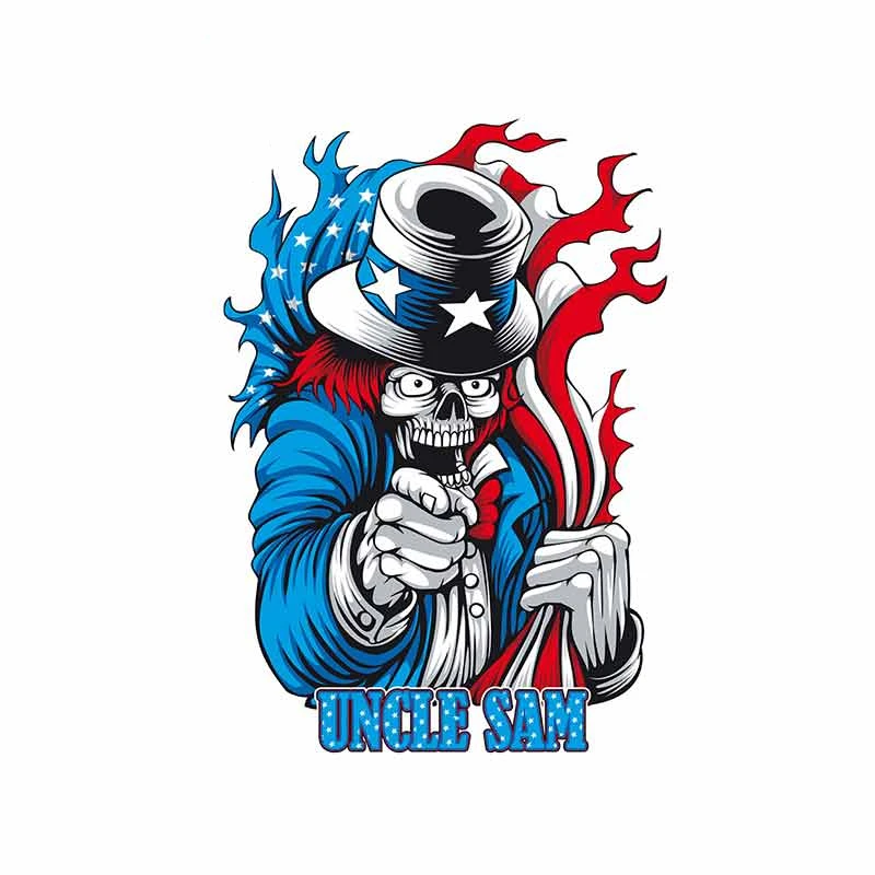 

Personality Fashion UNCLE SAM SKULL Decorative Car Stickers Motorcycle Car Accessories Vinyl KK Decals PVC 13cm X 9.5cm