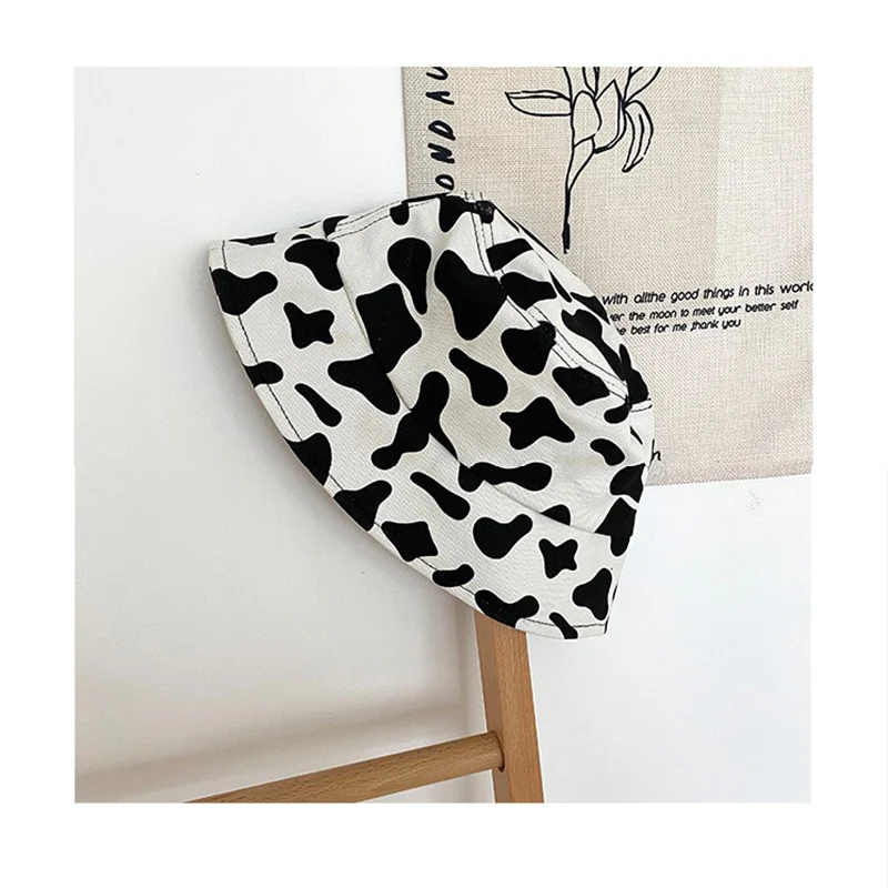 2020 New Fashion Cow Print Hat White Black Bucket Hat Fisherman Caps Summer Hats For Women Panama Sun hat